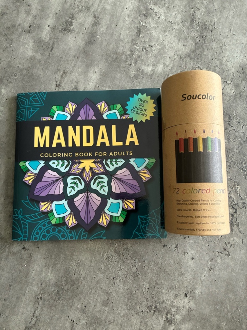 Mandala Coloring Book with Soucolor Colored Pencils
